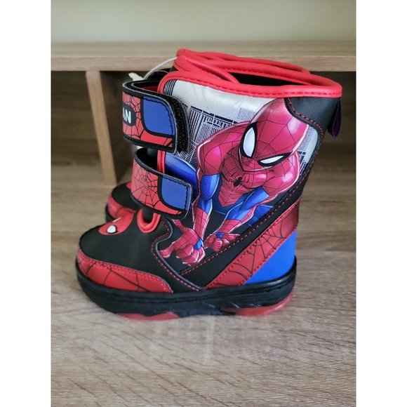 Marvel NWT Toddler 8 Spiderman Light Up Insulated Hook & Loop Winter Snow Boots - Picture 5 of 12